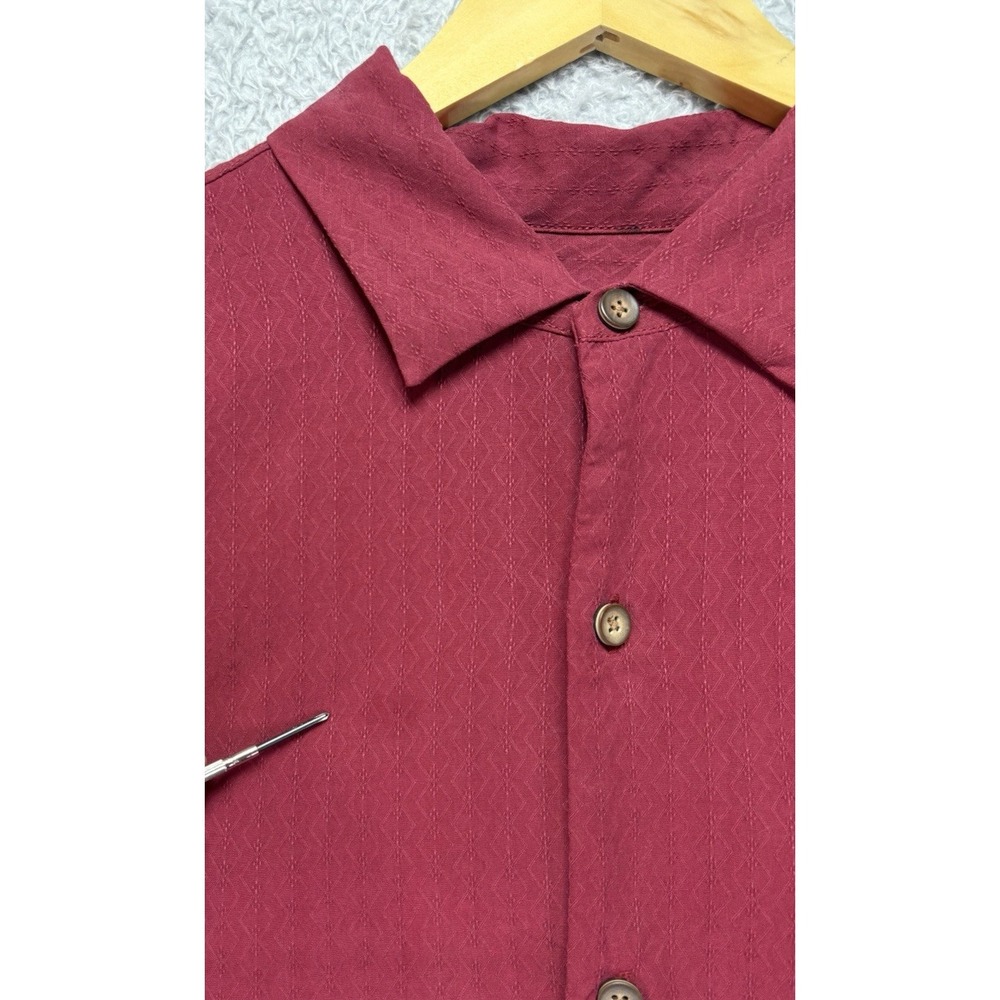 Tommy Bahama Blue Fin Lounge Marlin Silk Blend Camp Shirt Burgundy Red Large - Picture 9 of 14